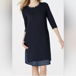 J. jill Mixed Media Shirttail Dress Striped